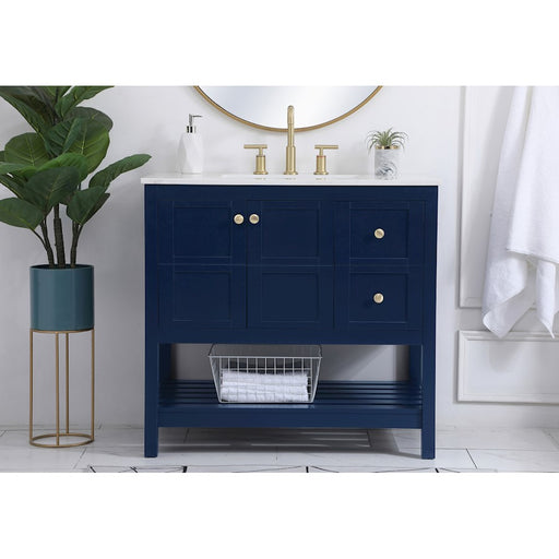 Elegant Kitchen/Bath Theo 36" Single Bathroom Vanity, Blue