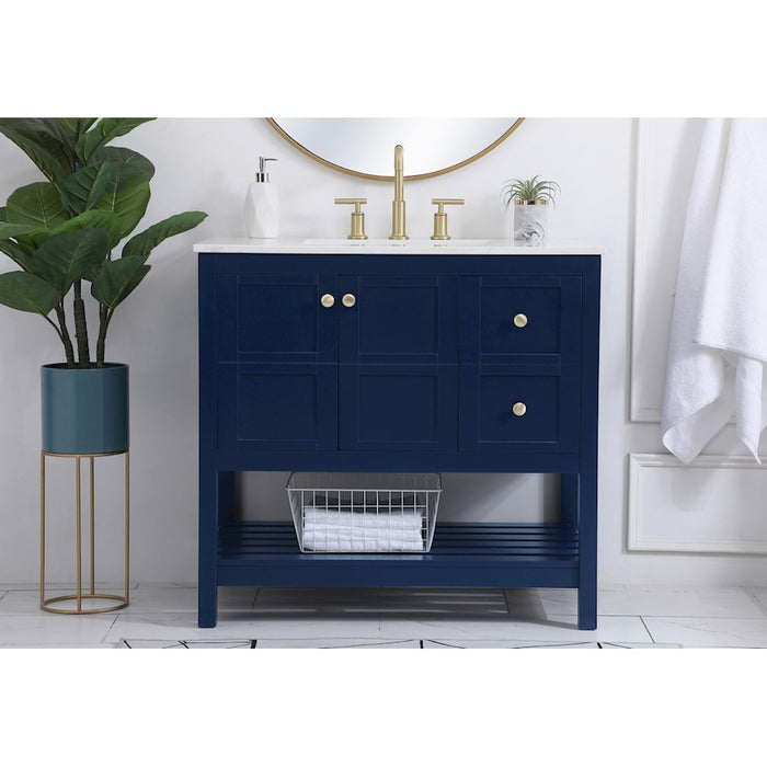 Elegant Kitchen/Bath Theo 36" Single Bathroom Vanity, Blue