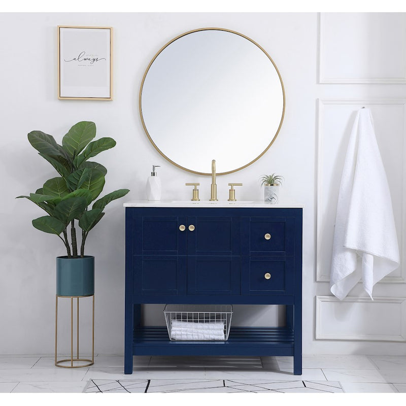 Elegant Kitchen/Bath Theo 36" Single Bathroom Vanity, Blue