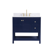 Elegant Theo 36" Single Bathroom Vanity, Blue/Backsplash - VF16436BL-BS