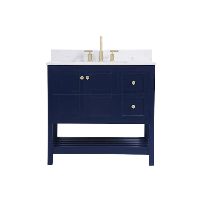 Elegant Theo 36" Single Bathroom Vanity, Blue/Backsplash - VF16436BL-BS