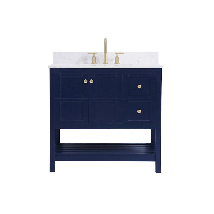 Elegant Theo 36" Single Bathroom Vanity, Blue/Backsplash - VF16436BL-BS