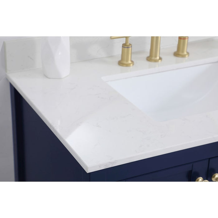 Elegant Theo 36" Single Bathroom Vanity, Blue/Backsplash