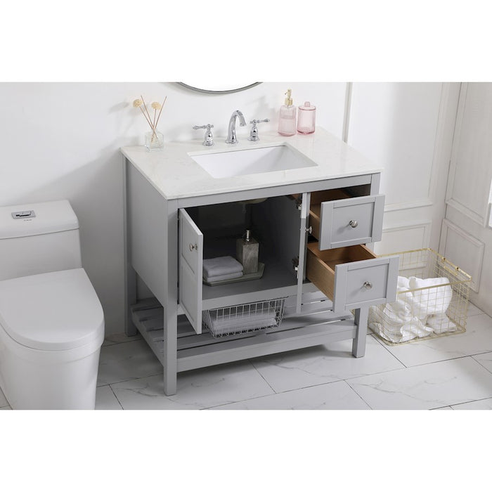 Elegant Kitchen/Bath Theo 36" Single Bathroom Vanity, Gray