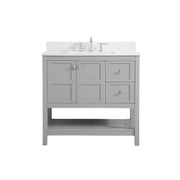 Elegant Theo 36" Single Bathroom Vanity, Gray/Backsplash - VF16436GR-BS