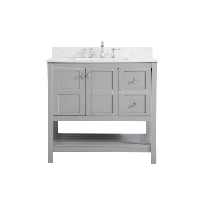 Elegant Theo 36" Single Bathroom Vanity, Gray/Backsplash - VF16436GR-BS