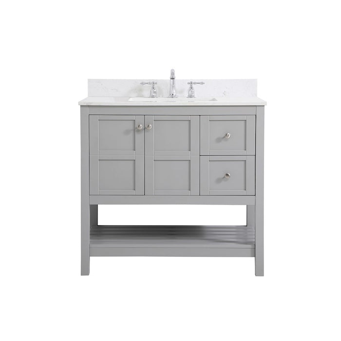 Elegant Theo 36" Single Bathroom Vanity, Gray/Backsplash - VF16436GR-BS