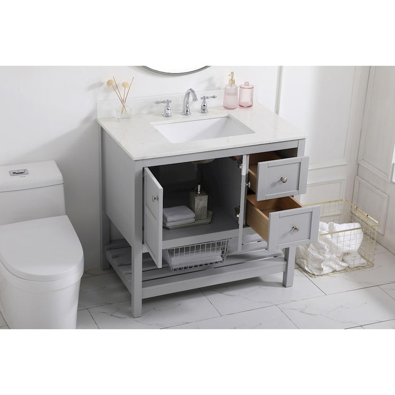 Elegant Theo 36" Single Bathroom Vanity, Gray/Backsplash