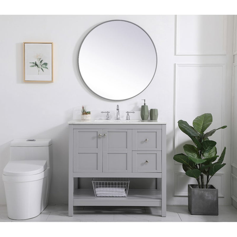 Elegant Theo 36" Single Bathroom Vanity, Gray/Backsplash