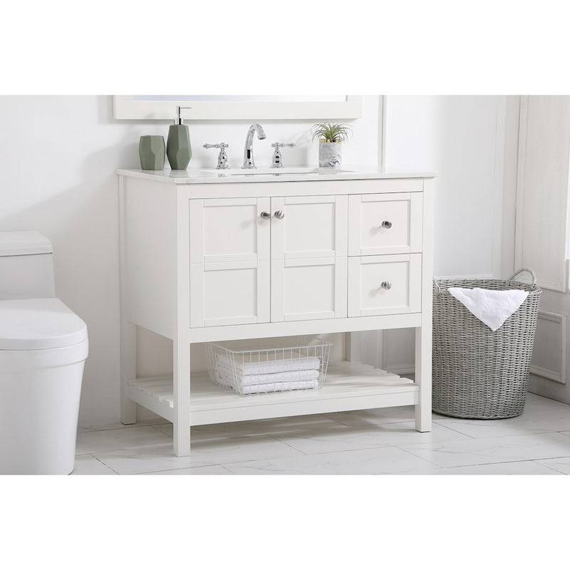 Elegant Kitchen/Bath Theo 36" Single Bathroom Vanity, White