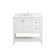 Elegant Theo 36" Single Bathroom Vanity, White/Backsplash - VF16436WH-BS