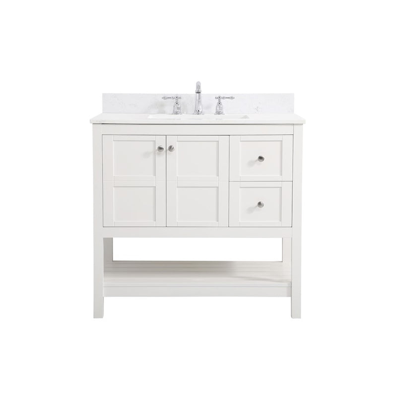 Elegant Theo 36" Single Bathroom Vanity, White/Backsplash - VF16436WH-BS