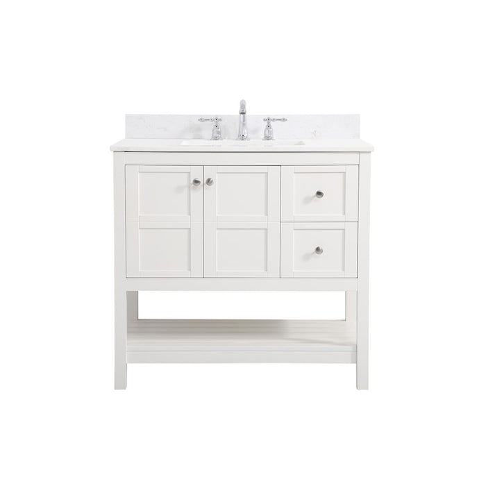 Elegant Theo 36" Single Bathroom Vanity, White/Backsplash - VF16436WH-BS