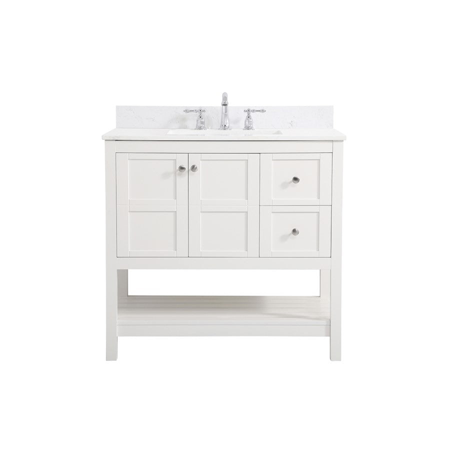 Elegant Theo 36" Single Bathroom Vanity, White/Backsplash - VF16436WH-BS