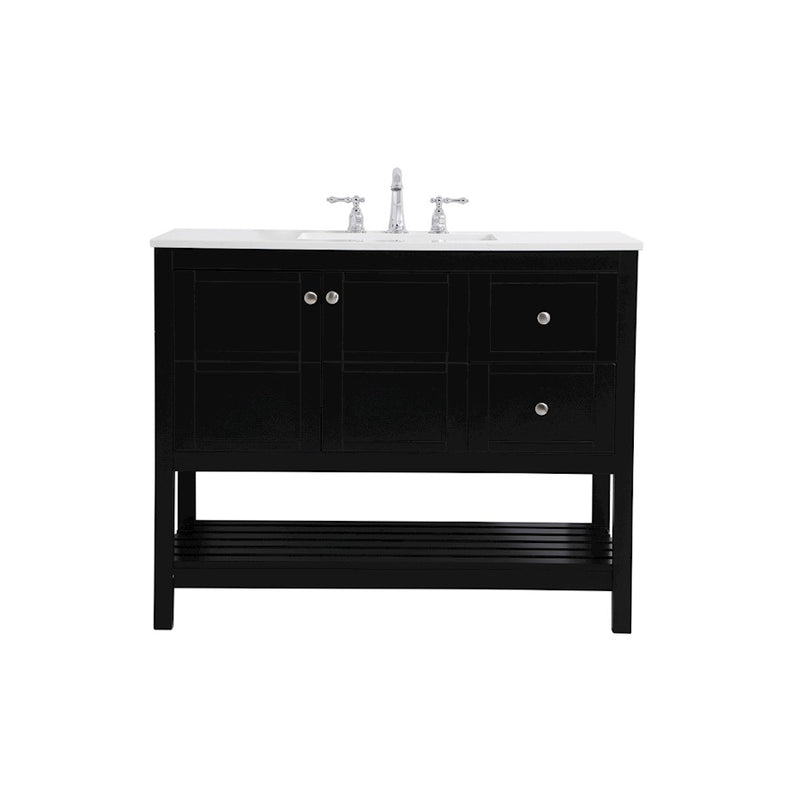 Elegant Kitchen/Bath Theo 42" Single Bathroom Vanity, Black - VF16442BK