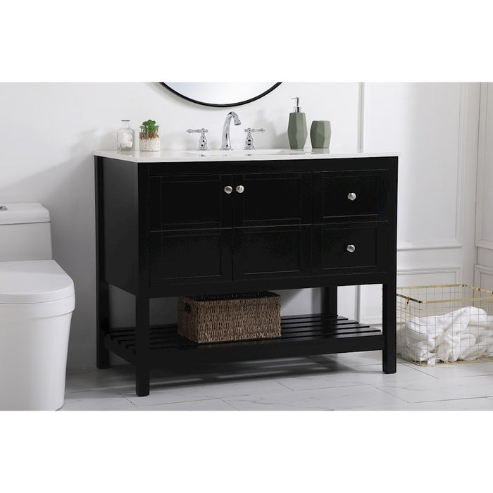 Elegant Kitchen/Bath Theo 42" Single Bathroom Vanity, Black
