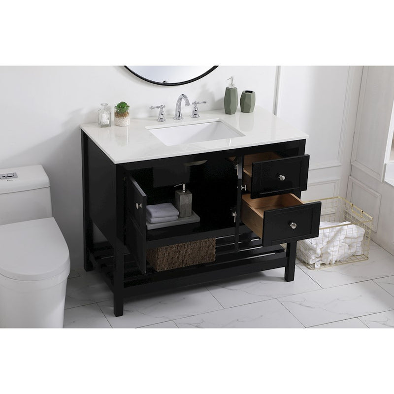 Elegant Kitchen/Bath Theo 42" Single Bathroom Vanity, Black