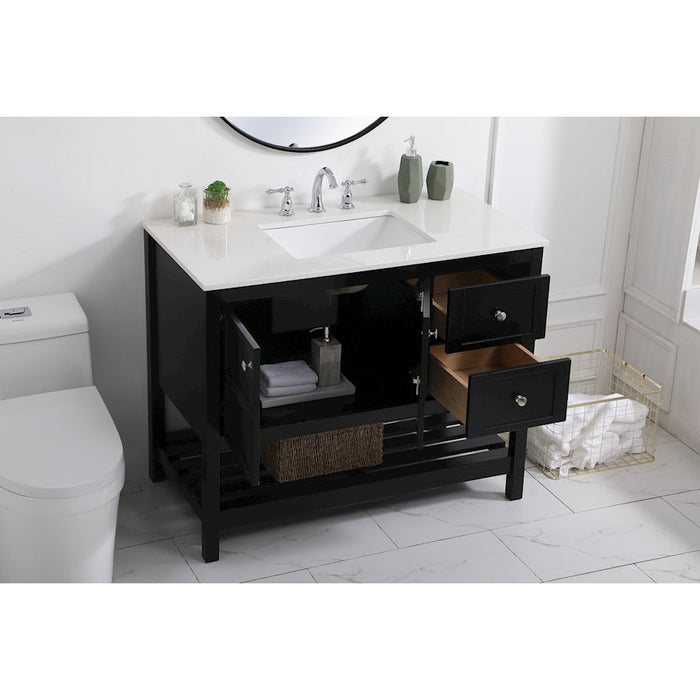Elegant Kitchen/Bath Theo 42" Single Bathroom Vanity, Black