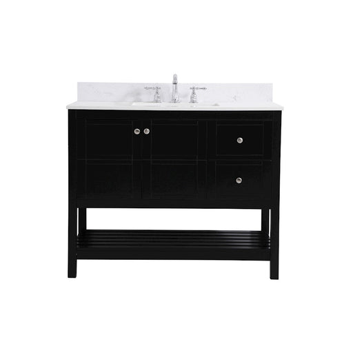 Elegant Theo 42" Single Bathroom Vanity, Black/Backsplash - VF16442BK-BS