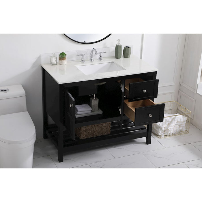 Elegant Theo 42" Single Bathroom Vanity, Black/Backsplash