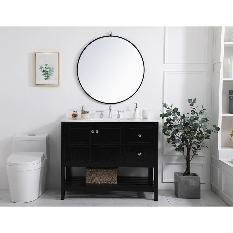 Elegant Theo 42" Single Bathroom Vanity, Black/Backsplash