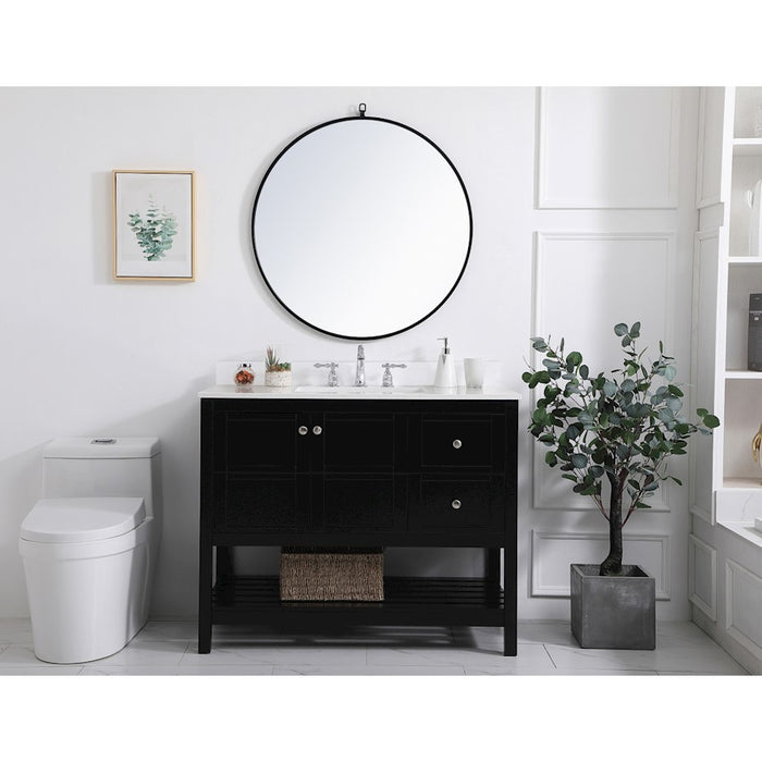 Elegant Theo 42" Single Bathroom Vanity, Black/Backsplash
