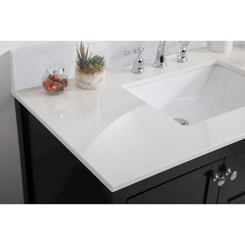 Elegant Theo 42" Single Bathroom Vanity, Black/Backsplash