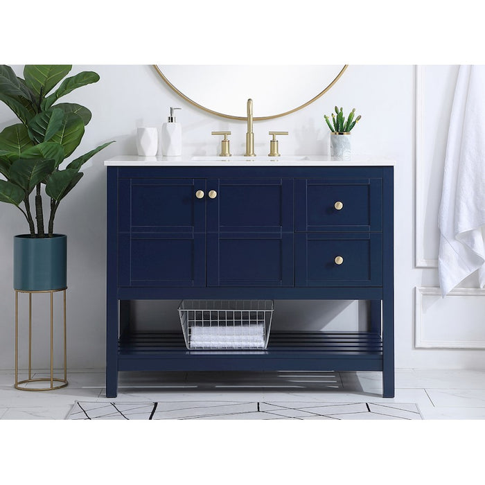 Elegant Kitchen/Bath Theo 42" Single Bathroom Vanity, Blue