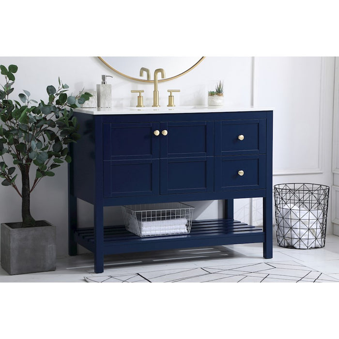 Elegant Kitchen/Bath Theo 42" Single Bathroom Vanity, Blue