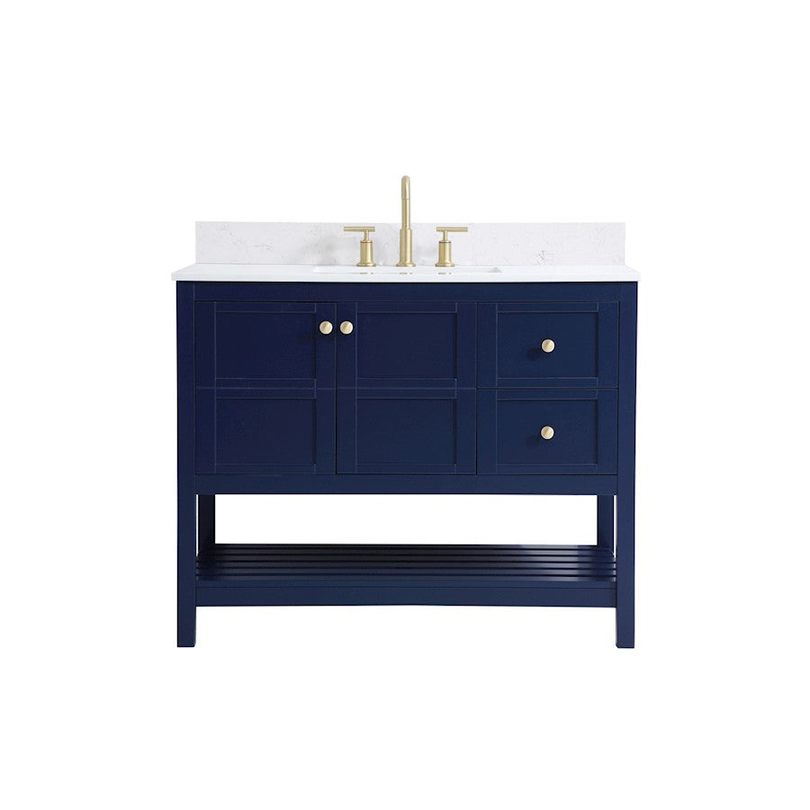 Elegant Theo 42" Single Bathroom Vanity, Blue/Backsplash - VF16442BL-BS
