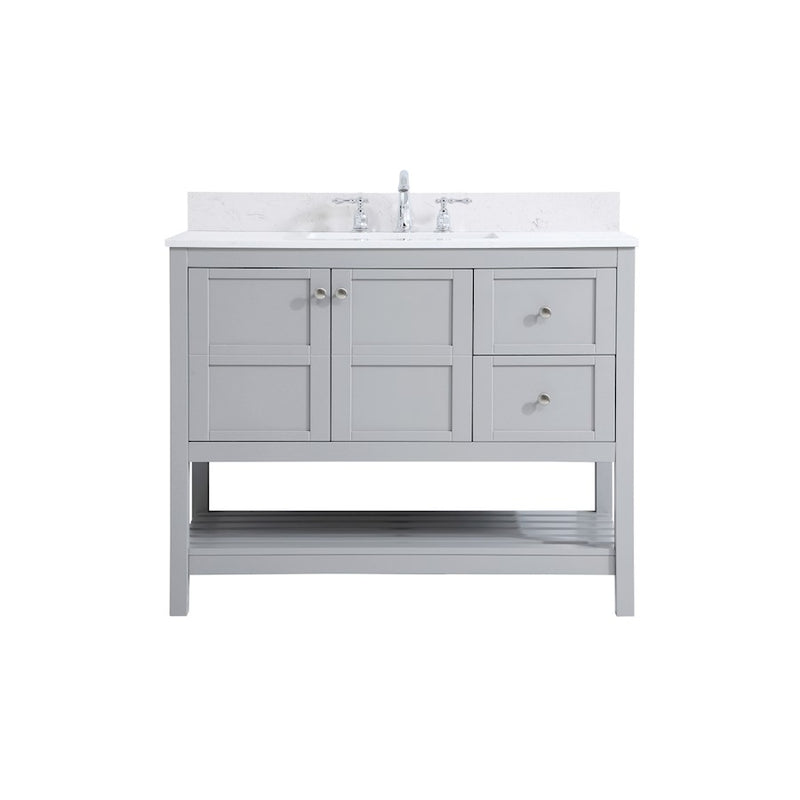Elegant Theo 42" Single Bathroom Vanity, Gray/Backsplash - VF16442GR-BS
