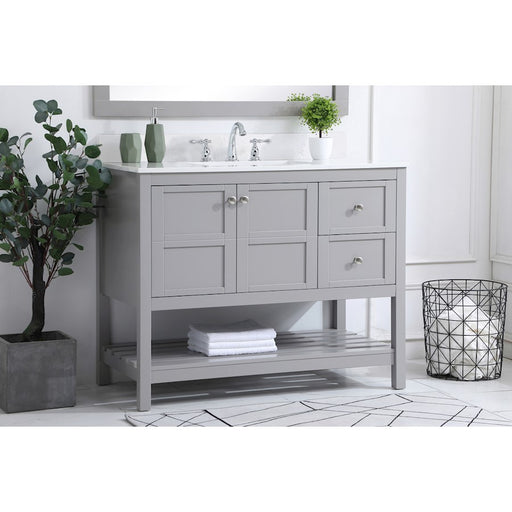 Elegant Theo 42" Single Bathroom Vanity, Gray/Backsplash