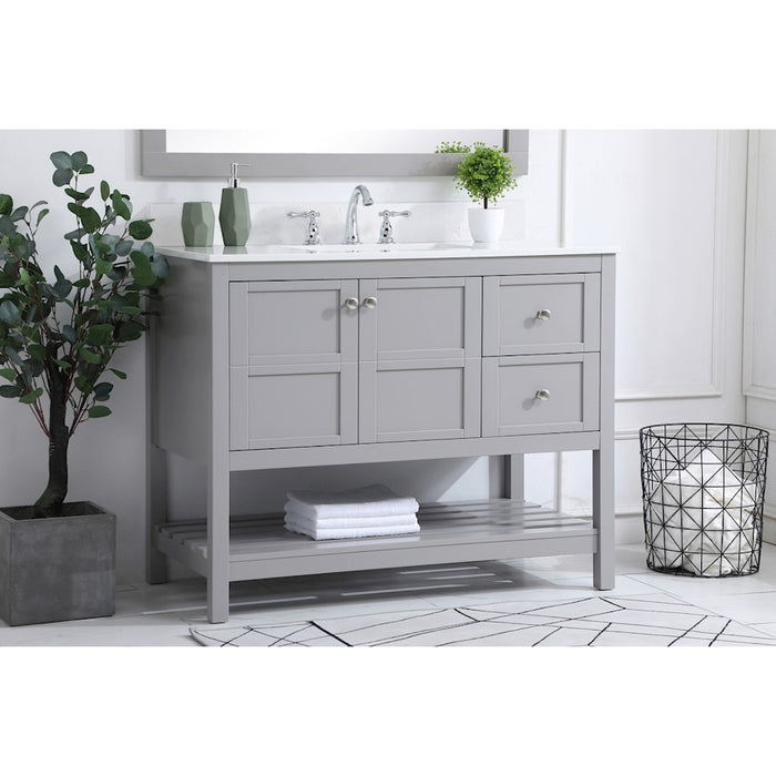 Elegant Theo 42" Single Bathroom Vanity, Gray/Backsplash