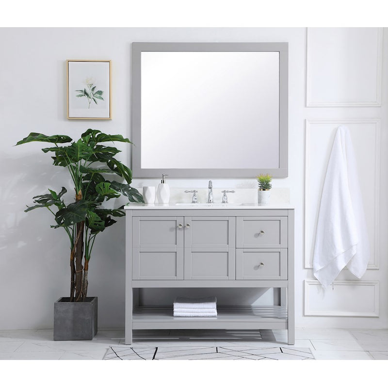 Elegant Theo 42" Single Bathroom Vanity, Gray/Backsplash
