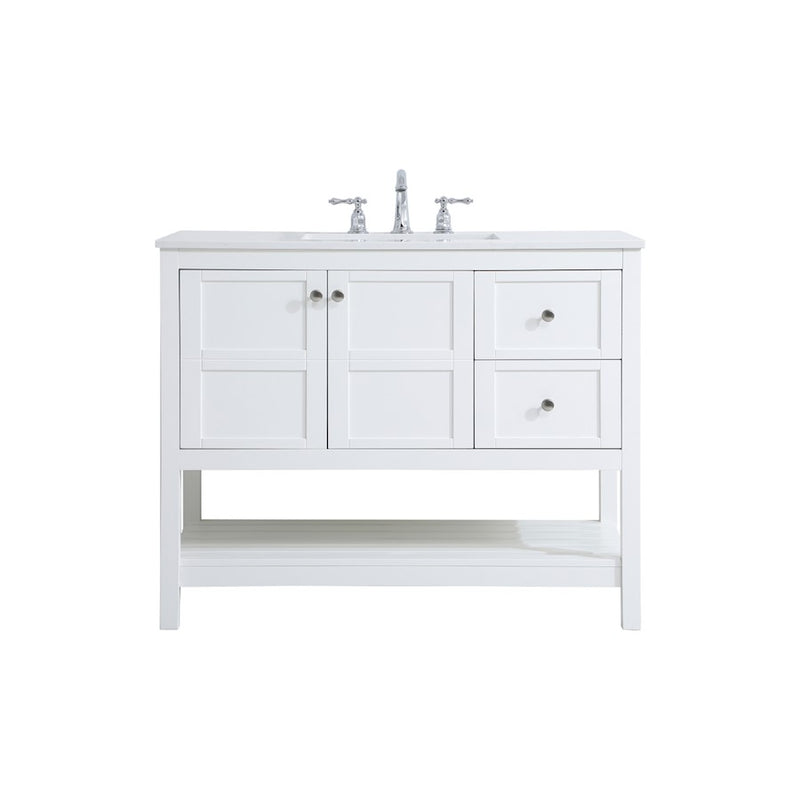 Elegant Kitchen/Bath Theo 42" Single Bathroom Vanity, White - VF16442WH