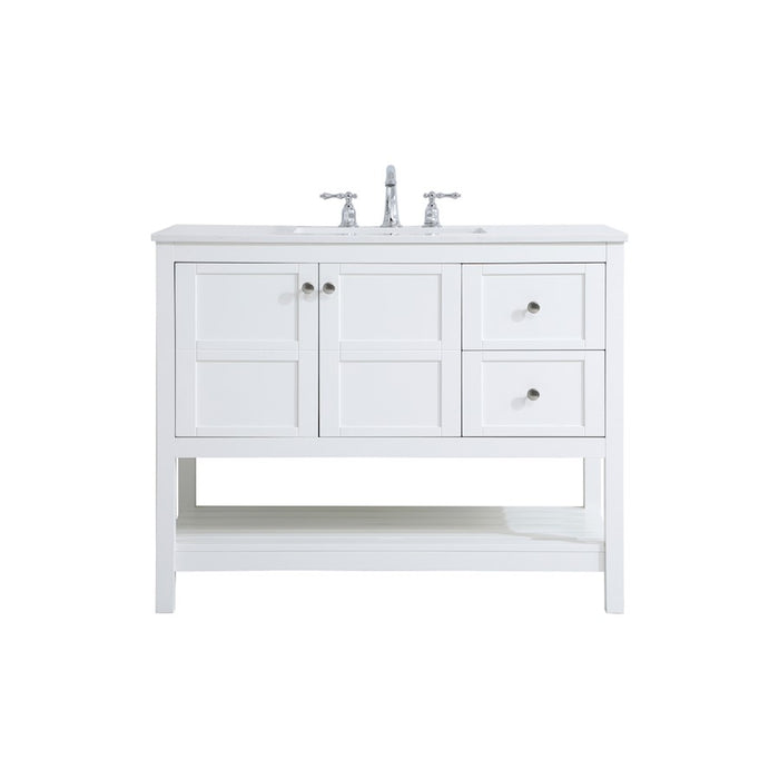 Elegant Kitchen/Bath Theo 42" Single Bathroom Vanity, White - VF16442WH