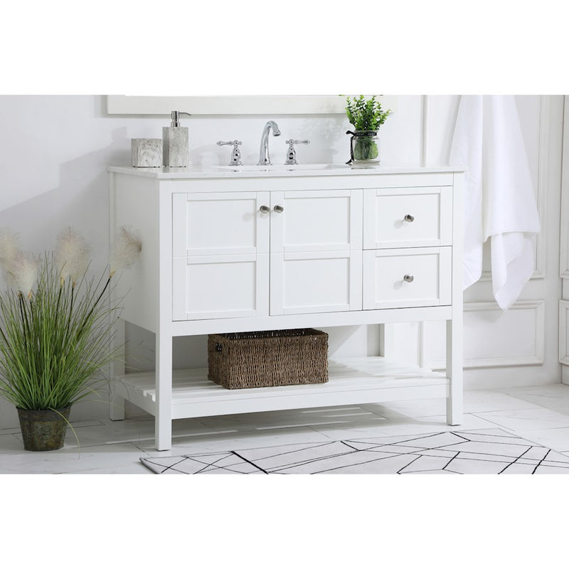 Elegant Kitchen/Bath Theo 42" Single Bathroom Vanity, White