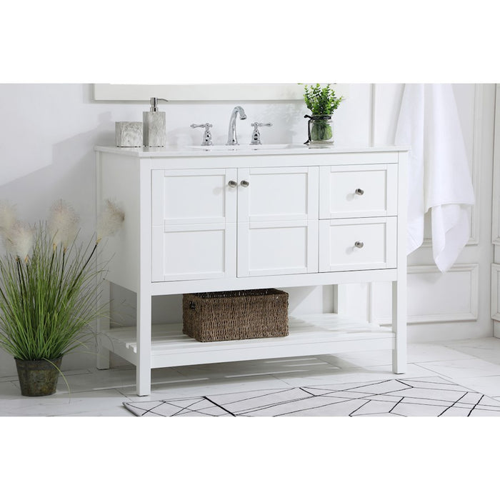 Elegant Kitchen/Bath Theo 42" Single Bathroom Vanity, White