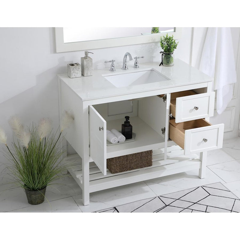 Elegant Kitchen/Bath Theo 42" Single Bathroom Vanity, White