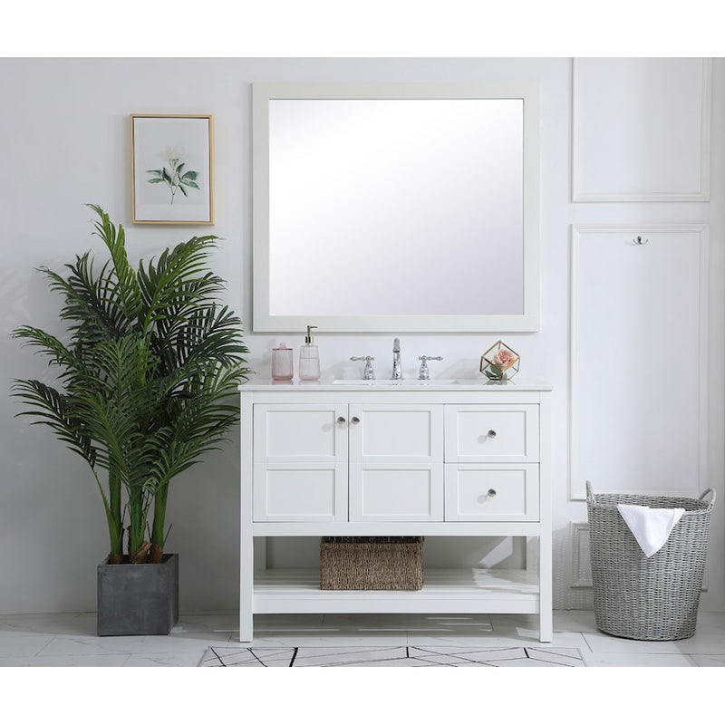 Elegant Kitchen/Bath Theo 42" Single Bathroom Vanity, White
