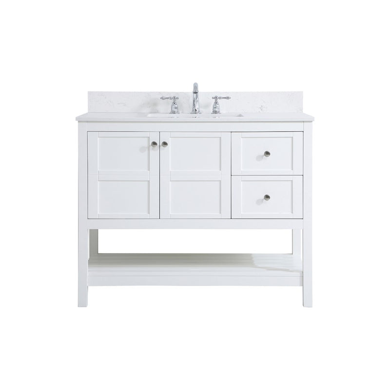 Elegant Theo 42" Single Bathroom Vanity, White/Backsplash - VF16442WH-BS
