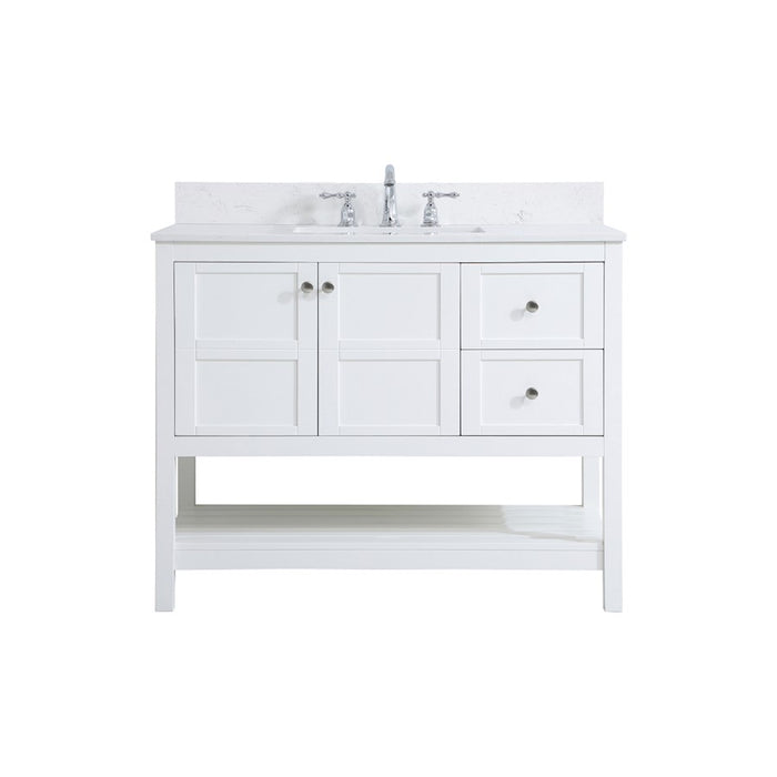 Elegant Theo 42" Single Bathroom Vanity, White/Backsplash - VF16442WH-BS