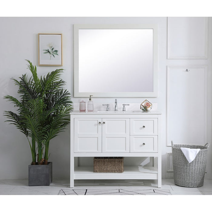 Elegant Theo 42" Single Bathroom Vanity, White/Backsplash