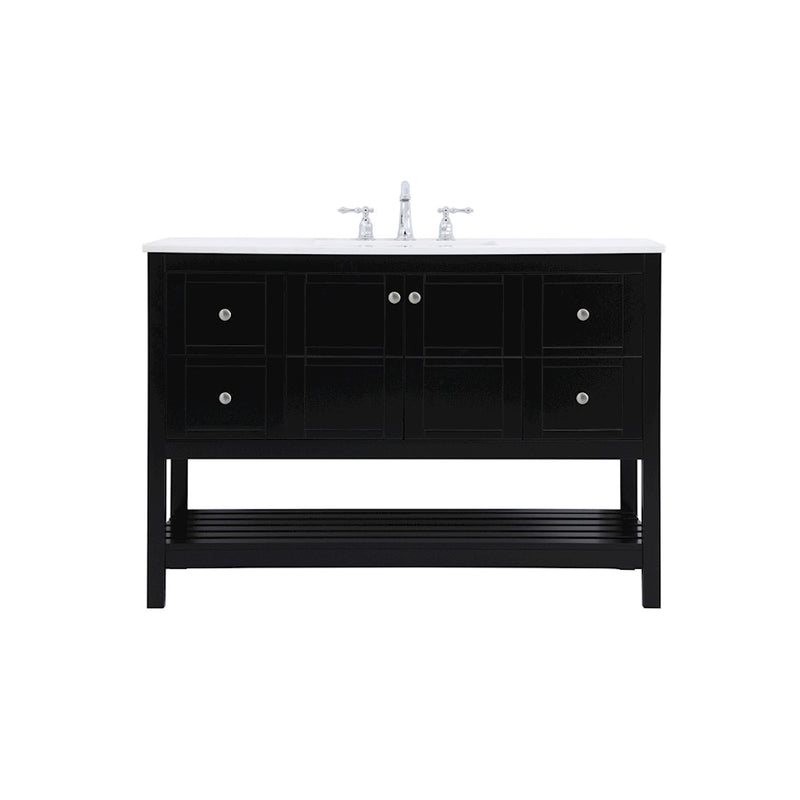 Elegant Kitchen/Bath Theo 48" Single Bathroom Vanity, Black - VF16448BK