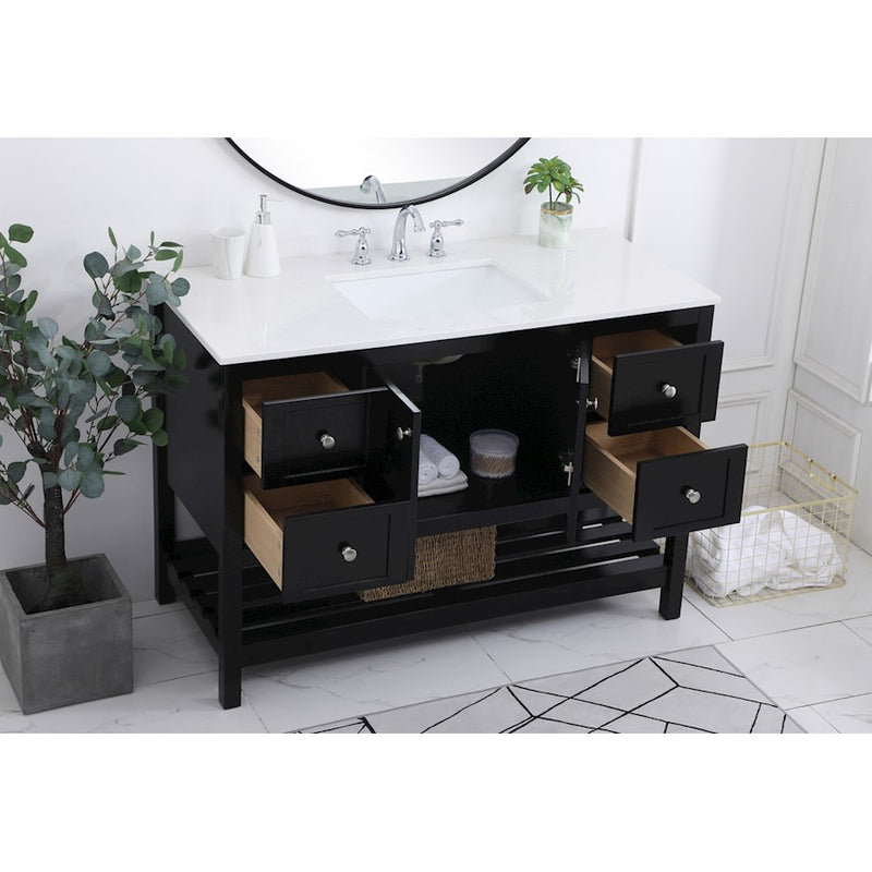 Elegant Kitchen/Bath Theo 48" Single Bathroom Vanity, Black