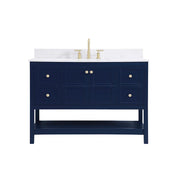 Elegant Theo 48" Single Bathroom Vanity, Blue/Backsplash - VF16448BL-BS