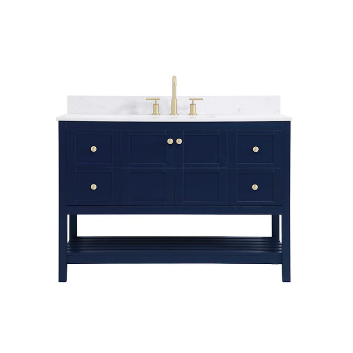 Elegant Theo 48" Single Bathroom Vanity, Blue/Backsplash - VF16448BL-BS