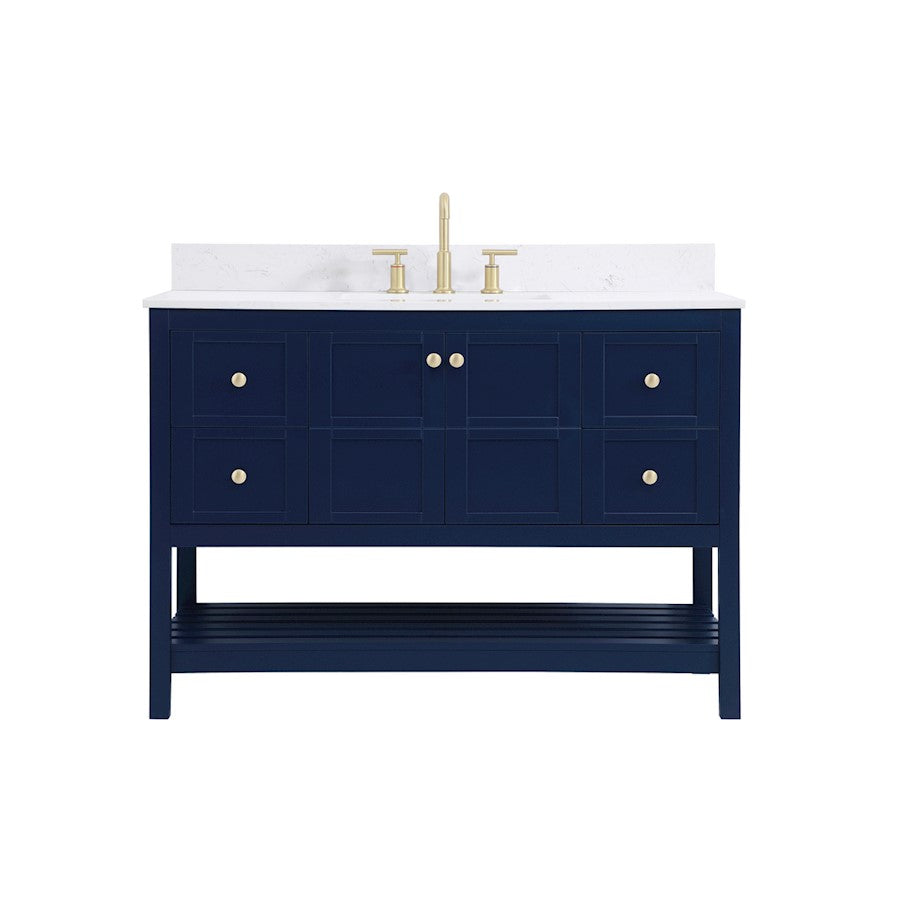 Elegant Theo 48" Single Bathroom Vanity, Blue/Backsplash - VF16448BL-BS