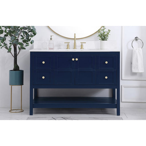 Elegant Theo 48" Single Bathroom Vanity, Blue/Backsplash