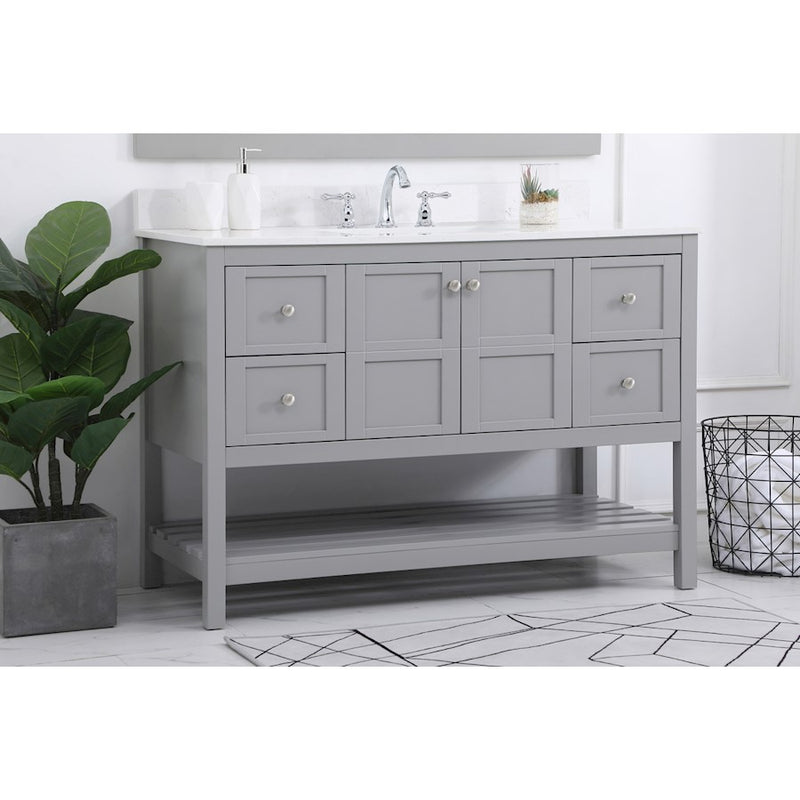 Elegant Theo 48" Single Bathroom Vanity, Gray/Backsplash